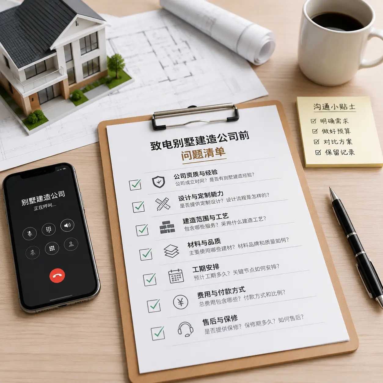 在大方拨打别墅建造公司电话前的准备工作