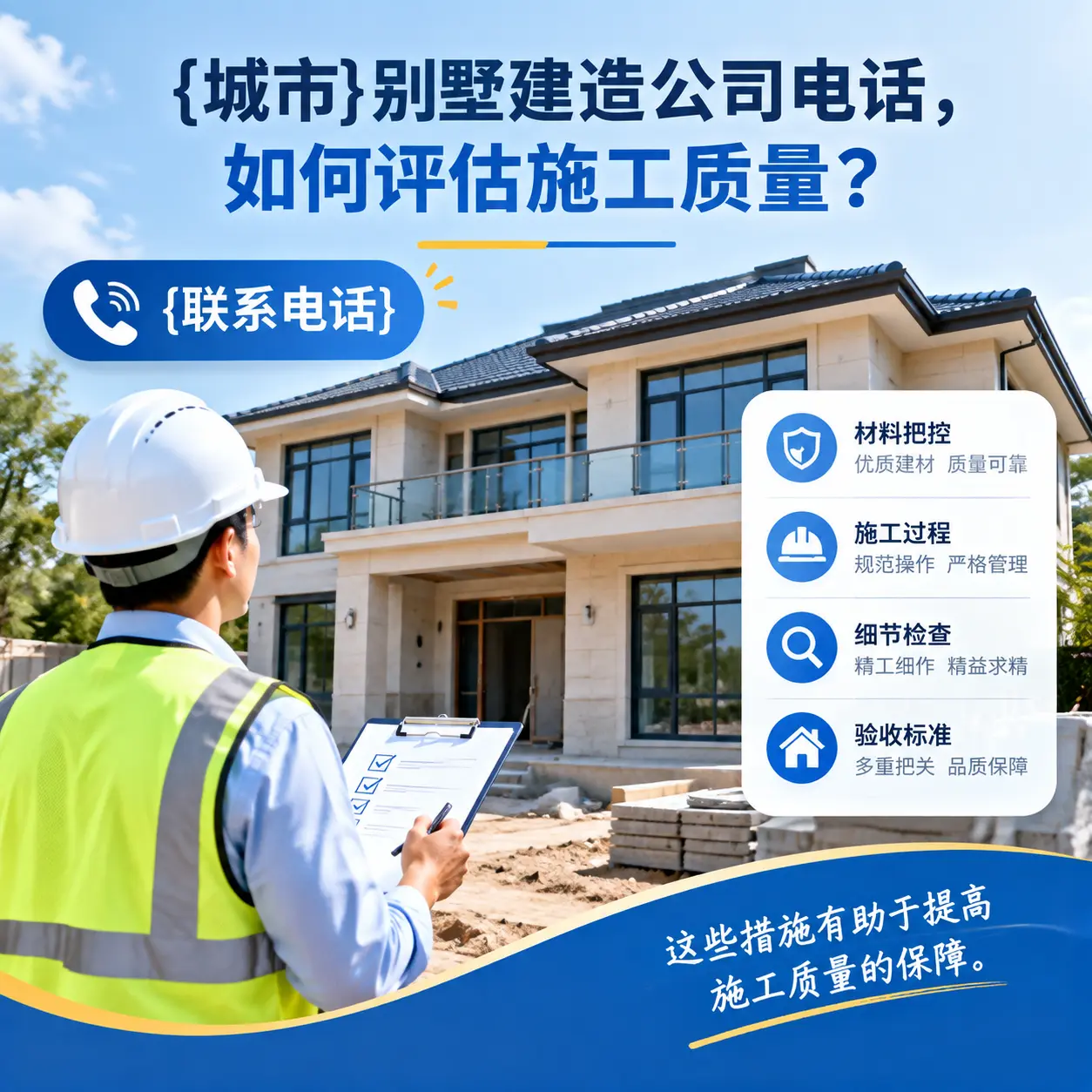 大方别墅建造公司电话,如何评估施工质量?